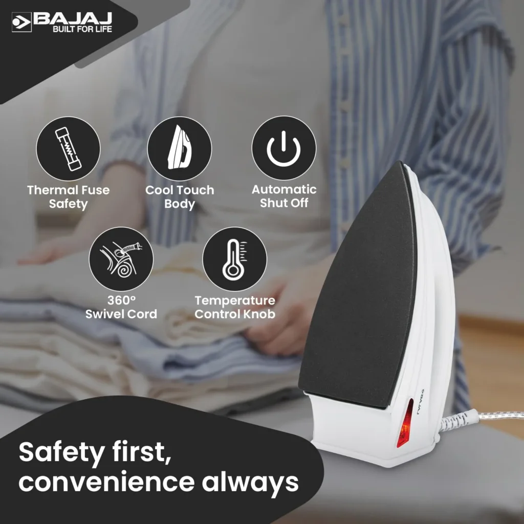 Safety Features | बजाज मॅजेस्टी DX 7 ड्राय इस्त्री